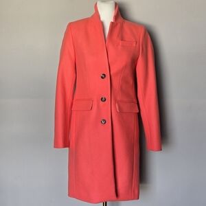 J. Crew Serge 100% Wool Regent Topcoat in Coral Size 00 Preppy Quiet Luxury